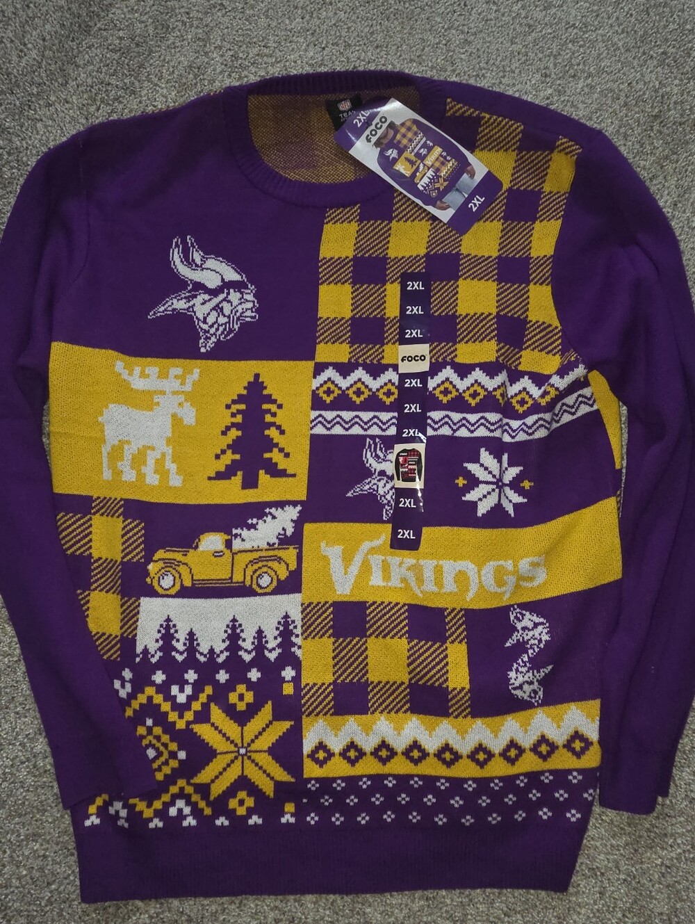 Vikings Purple & Gold Holiday Sweater - Team Graphic Pullover